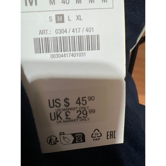 Zara Womens Ribbed Short Sleeves Polo Navy Blue Size M NWT $46 - Picture 11 of 12